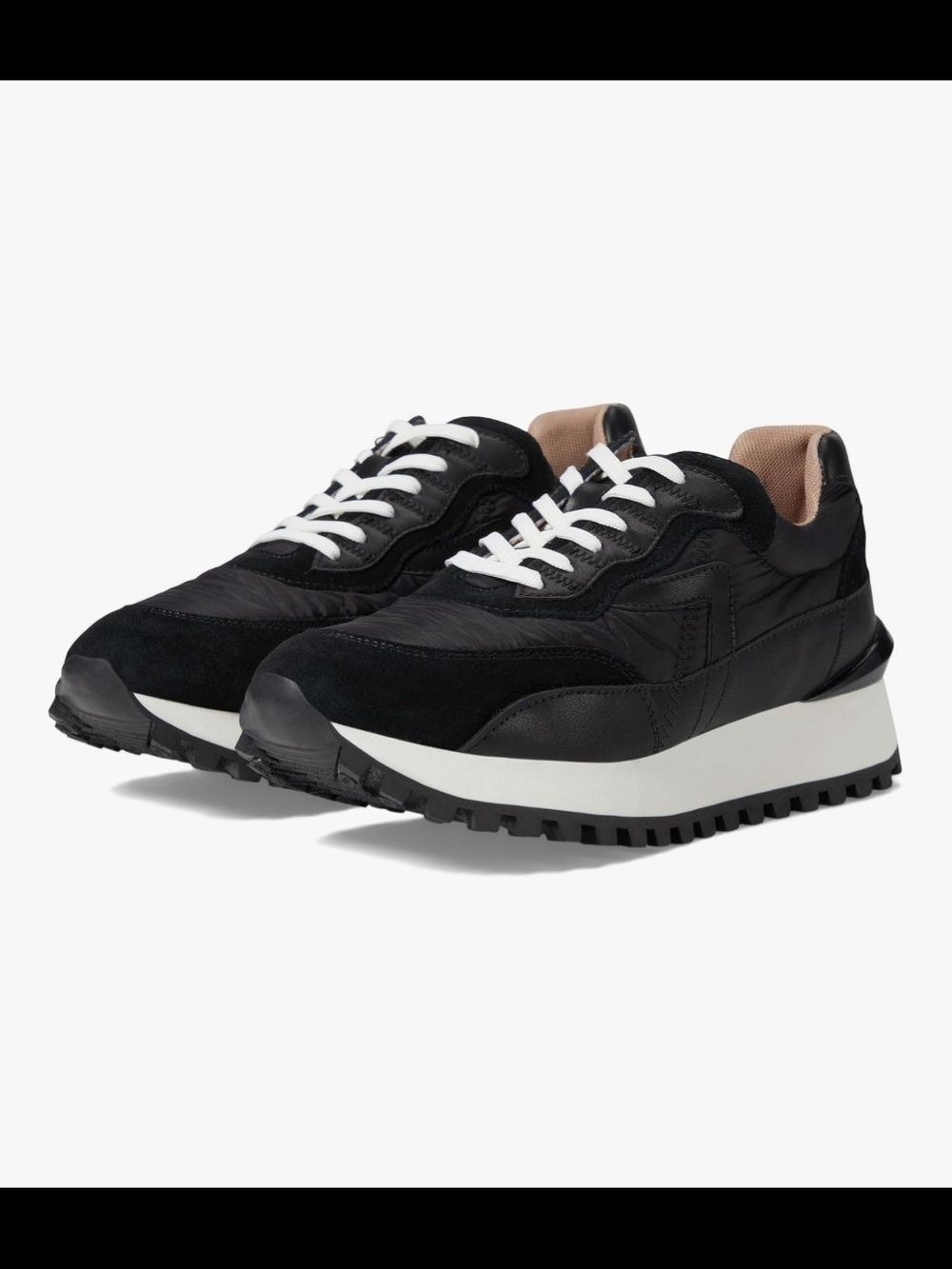 Blondo Lois Black and White Waterproof Lace-Up Sneakers